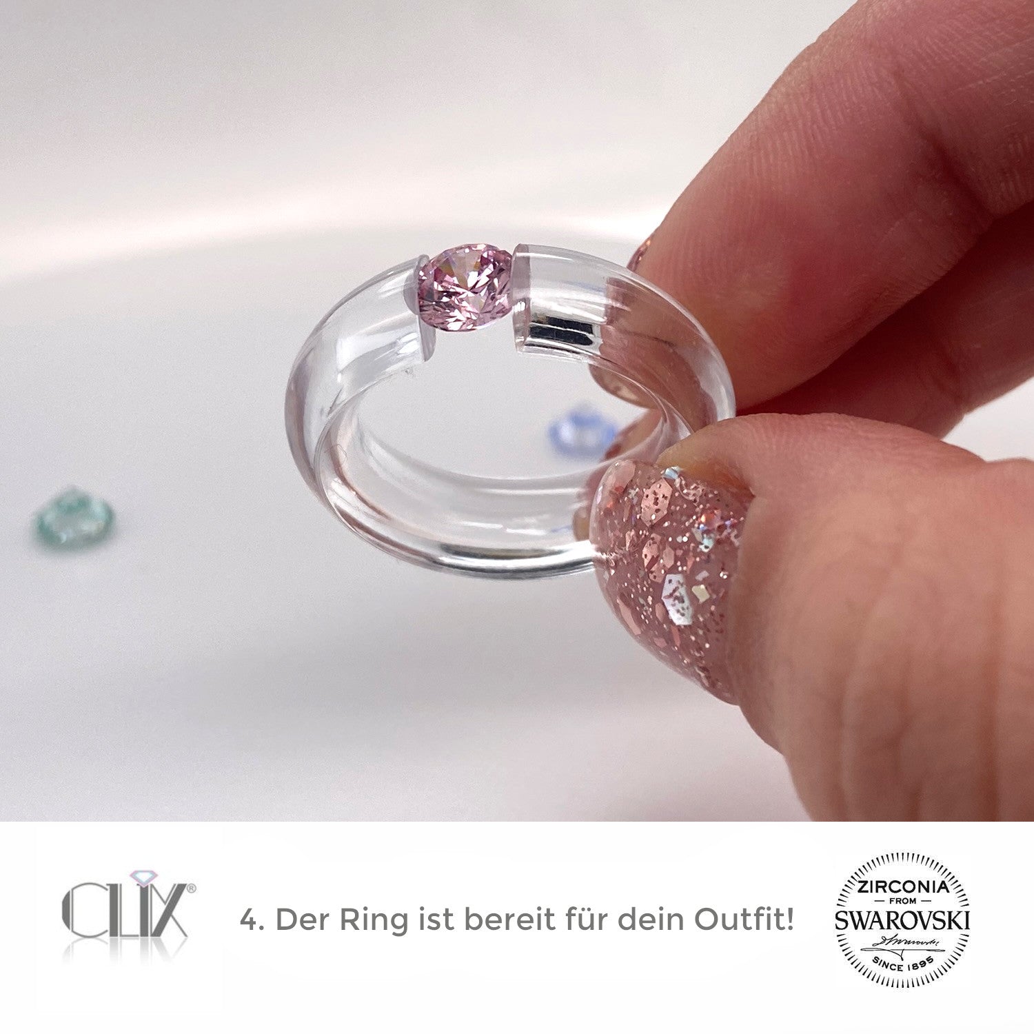 CLIX© | 1 crystal ring including 5 Swarovski zirconia
