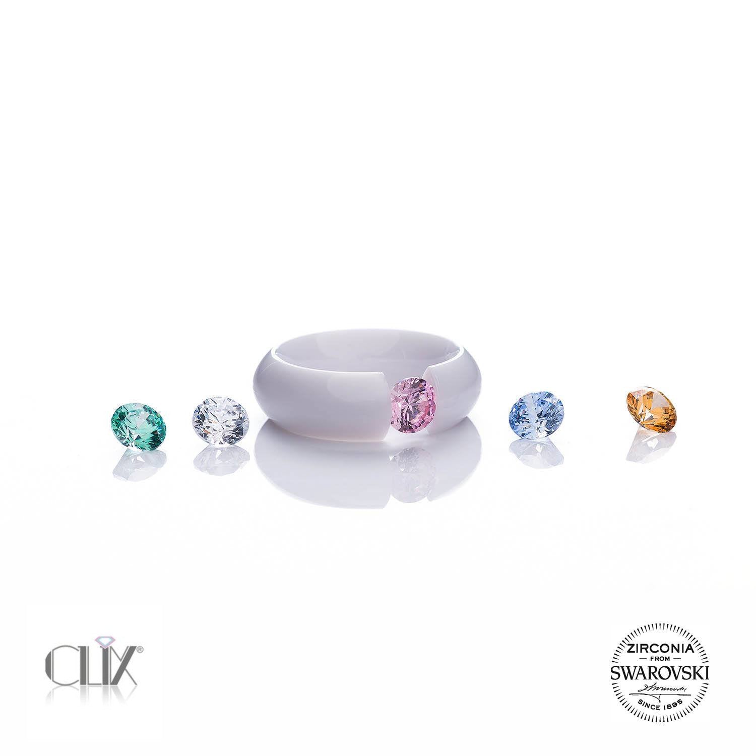CLIX© | 1 anillo blanco con 5 circonitas Swarovski